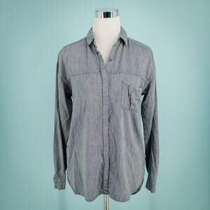 Wilfred Free Aritzia Size Small S Blue Chambray Collared Button Long Sleeve Top
